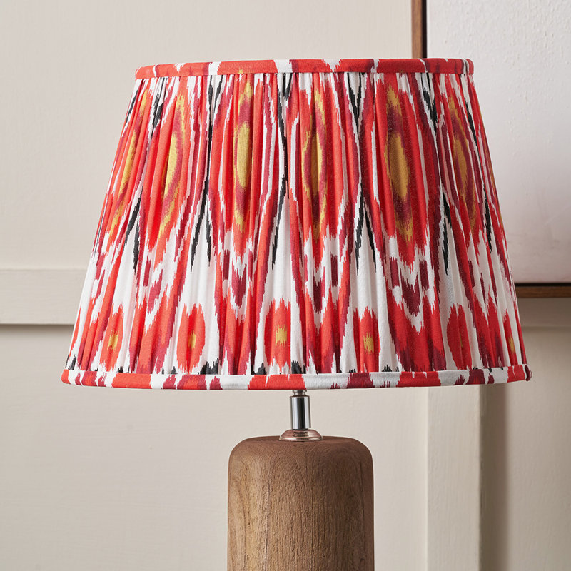 Pleated Cotton Cylinder Shade, 31cm H x 45cm W x 45cm D, Red