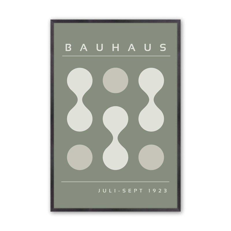 Imprimé vert Bauhaus Flow II, H 15,25 po x l 12,25 po, Zinc patiné, Reproduction encadrée sans passe-partout