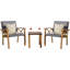 Ensemble bistro de patio 3 pièces avec chaises de véranda rembourrées en osier et grain de bois, table basse, ensemble de conversation extérieur avec coussins imperméables beiges, chaise