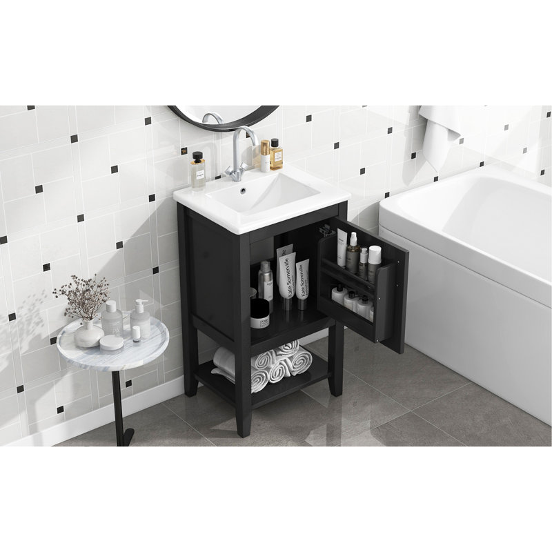 Meuble-lavabo élégant avec lavabo offrant beaucoup de rangement et des caractéristiques haut de gamme pour une salle de bain fonctionnelle et magnifique.