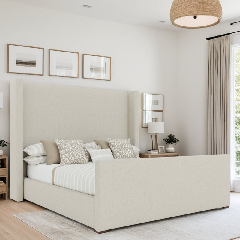 Aylet Luxe Footboard Mid Bed, Off White, King