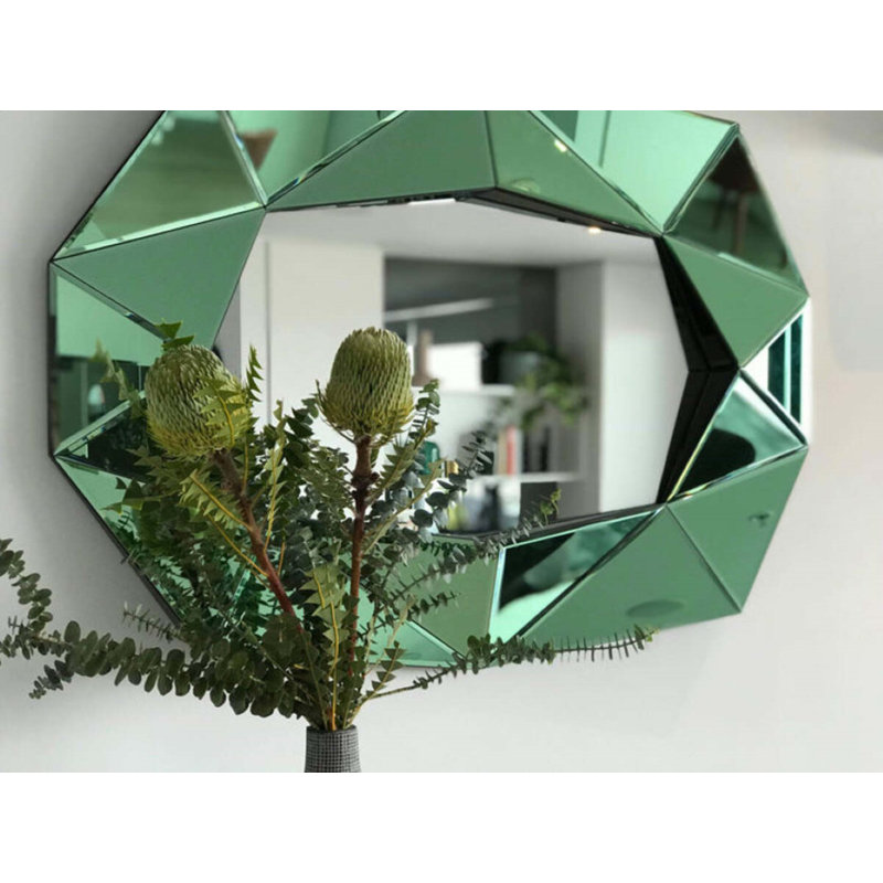 Diamond Manufactured Wood Floor/Wall Mirror, Green, 28.3" x 39.4"