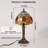 Tiffany Style Sunflower Stained Glass Table Lamp, Antique Bronze Resin Base, E26 Warm Bulb Included, Vintage Accent Light