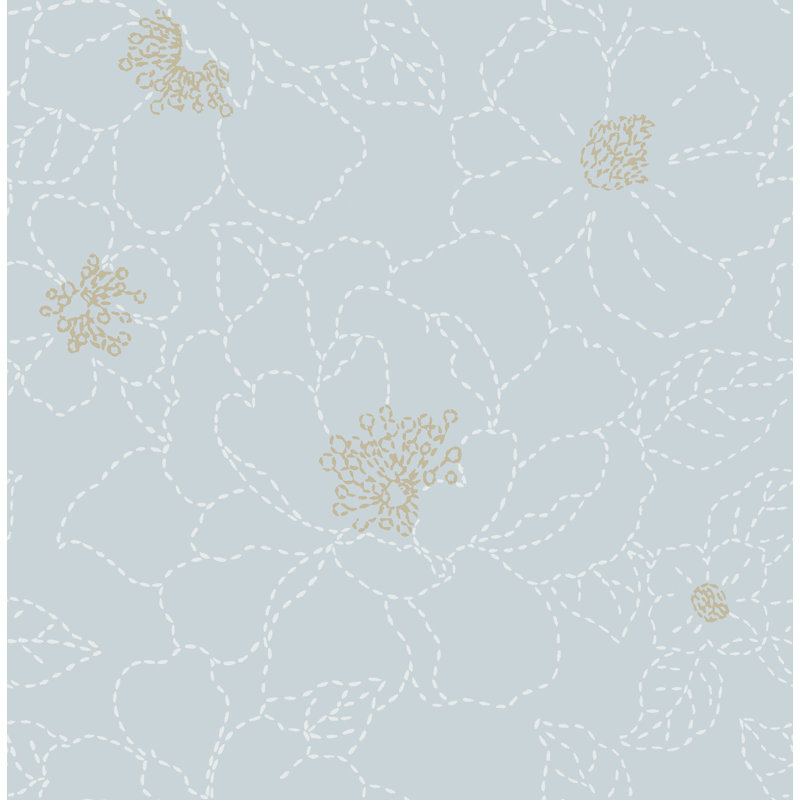Camariya Floral Metallic Wallpaper Double Roll, Sky Blue