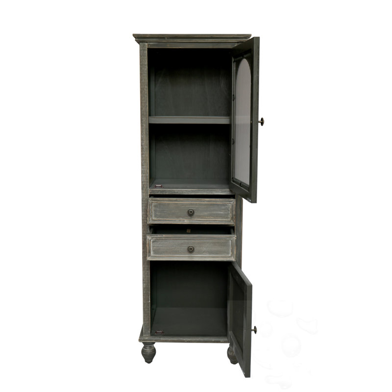 Grande armoire de rangement autoportante avec 2 tiroirs et 2 portes, Gris