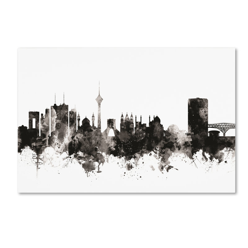« tehran iran horizon i », reproduction d’impression sur toile tendue, H 30 po x l 47 po