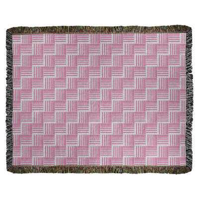 Couverture en coton tissé à rayures classique Basketwoven