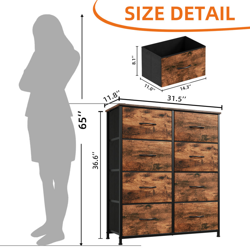 Commode verticale 8 tiroirs Somdot, Brun