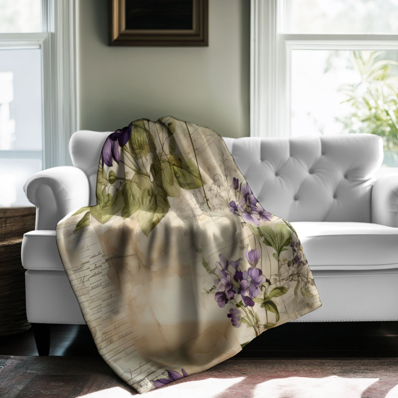 Floral Chronicle - couverture en sherpa de qualité supérieure 1 pièce, Lit simple