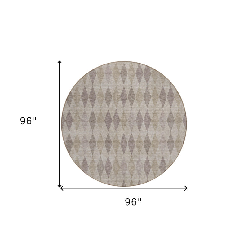 Tapis d'intérieur rond antidérapant rond 8 'beige taupe et brun