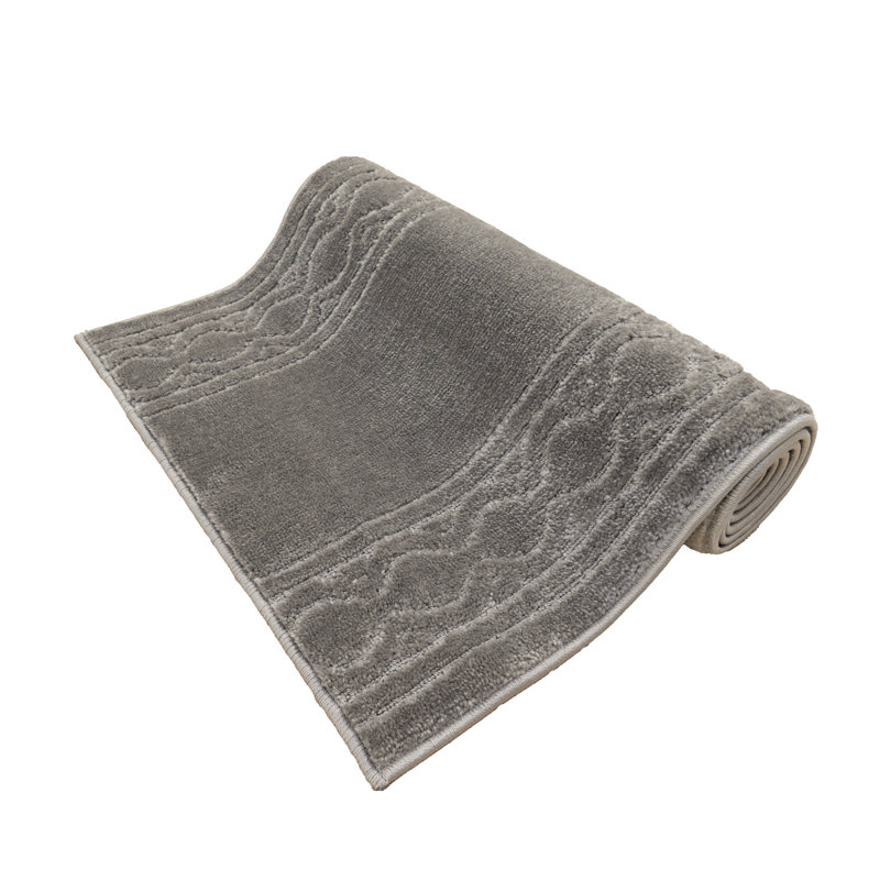 Custom Size Slip Resistant Trellis Bordered Gray Design Medium Pile Hallway Rug, Runner 2'2" x 7'