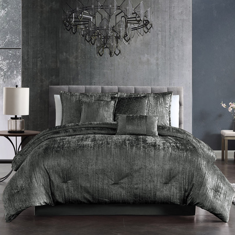 Riverbrook Home Turin Blush, King Comforter +  5 King Shams, Charcoal