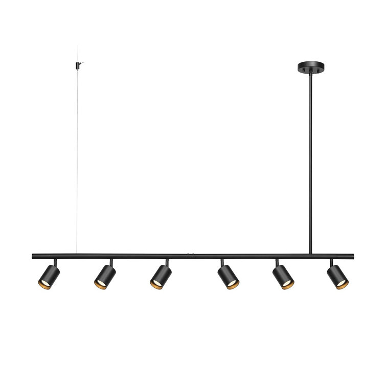 55" 6-Light Matte Black Adjustable Height Track Lighting with Pivoting Track Heads