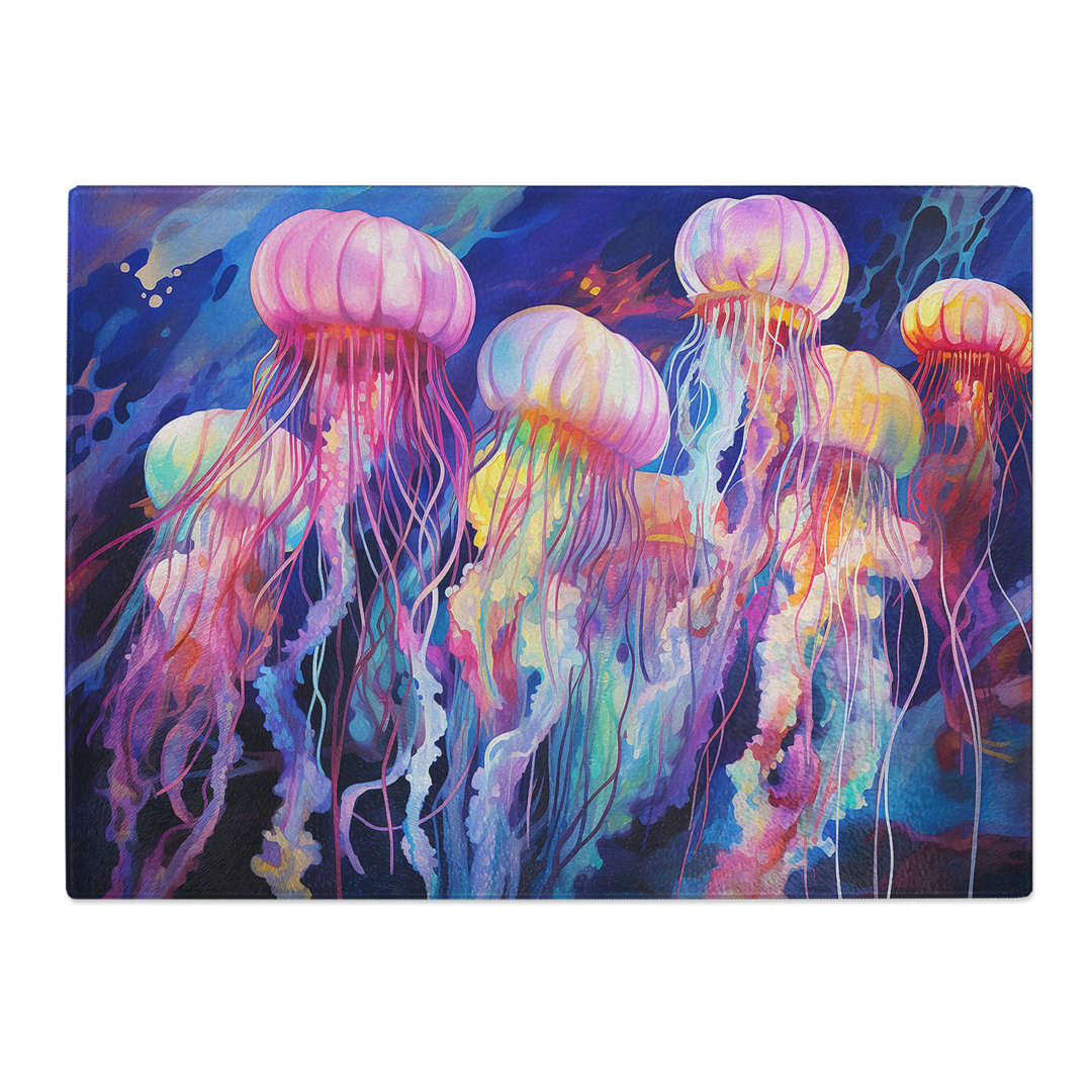 Jellyfish Abstract  Glass Chopping Board