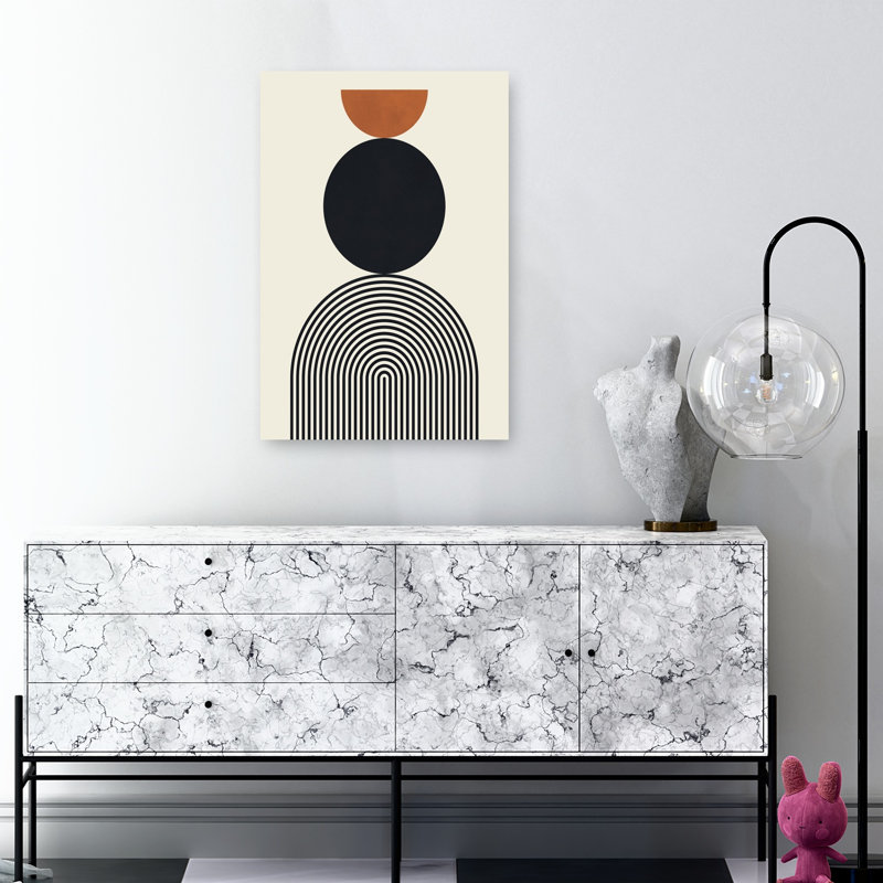 «Stacked Geometric Forms Abstract», reproduction d'art géométrique murale contemporaine, 36" H x 24" W