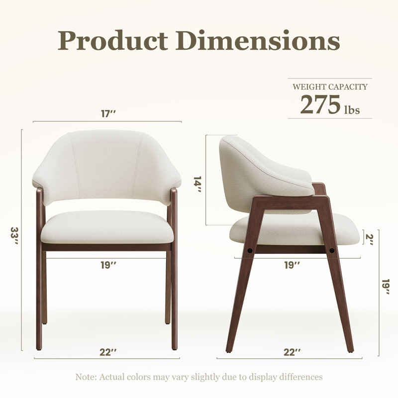 Modern Minimalist Linen Armchair, Solid Wood Legs – Perfect Dining/Office/Accent Chair, White
