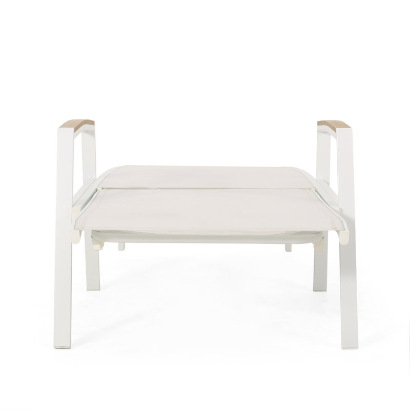 Burnam Outdoor Metal Chaise Lounge Set with Table, White