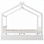 Lit plateforme double classique avec rangement blanc classique, structure de maison en pin massif avec tête de lit, pied de lit et deux tiroirs sous le lit intégrés