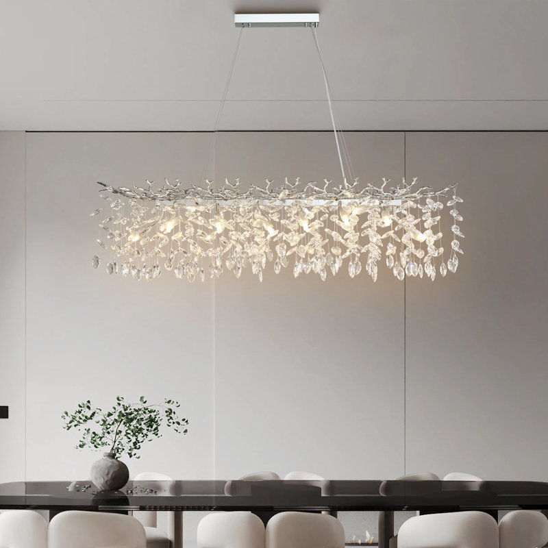 Lustres en cristal Erdenheim, Argent argent, H 15,7 po x l 47,2 po x P 16,2 po