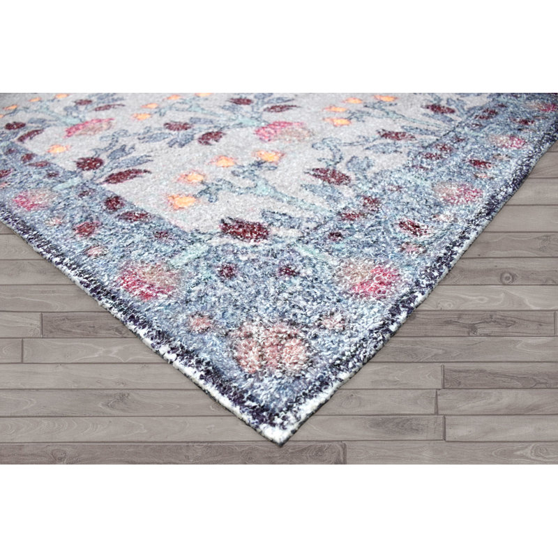Tapis décoratif gris tissé à plat à la main Kutlay, Rectangle 7 pi 9 po x 9 pi 9 po