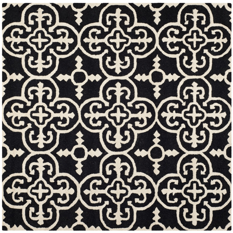 Brunswick Hand Tufted Wool Geometric Rug, Square 6'