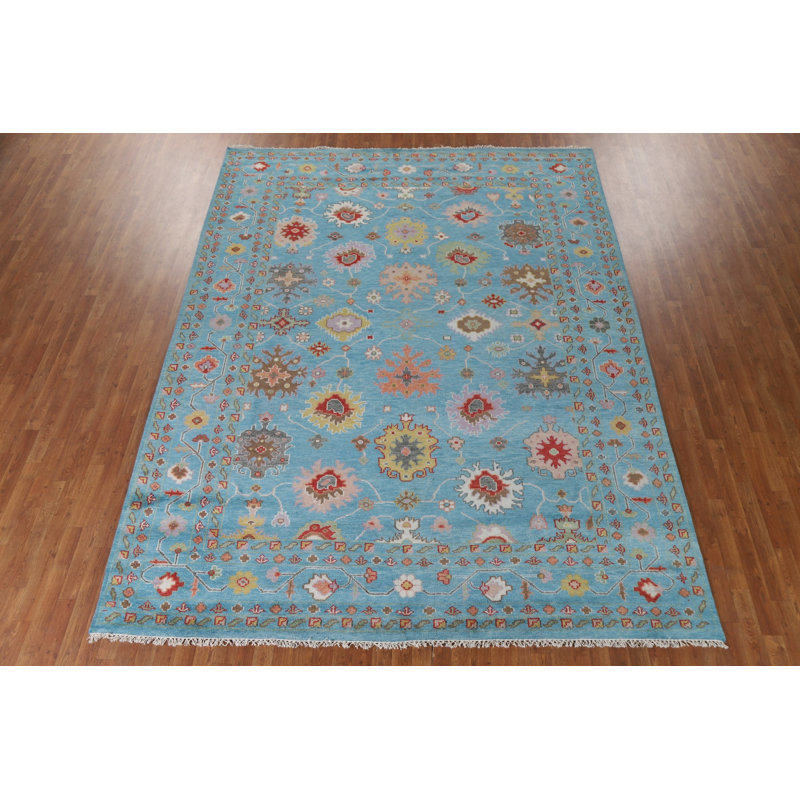 Tapis bleu All-Over Oushak 9 x 12