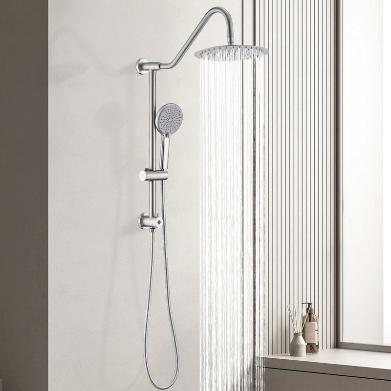 Ensemble de pomme de douche double avec pluie de 10 po et finition détendue facile à enlever en métal nickel brossé à atmosphère détendue