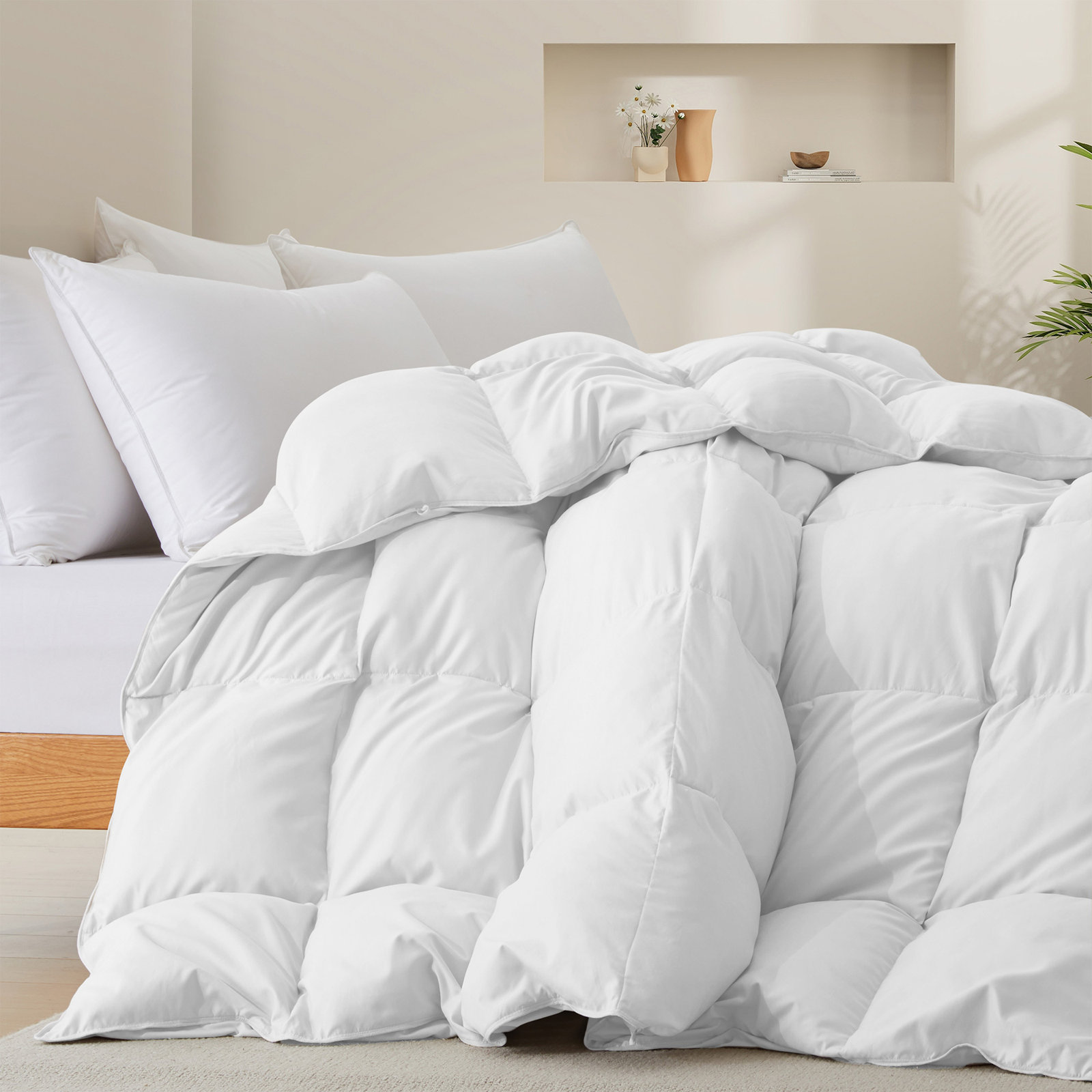 600 Fill Power All Season Down Comforter Duvet Insert, Twin, White