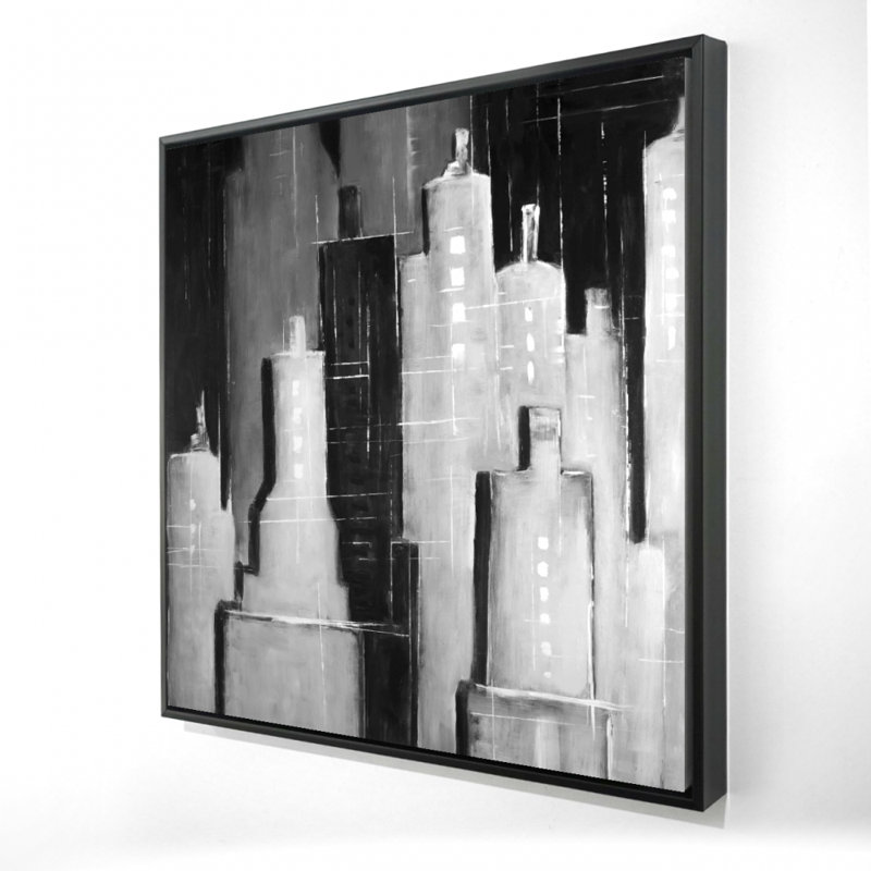 "Paysage urbain noir et blanc abstrait" sur toile