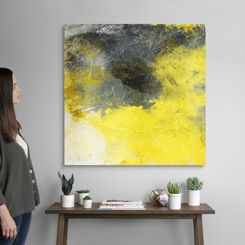 " Cosmic Yellow " by Jace Grey, 36" H x 36" W x 1.25" D, Wrapped Canvas