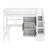 Twin Size Loft Bed With Built-In Desk, LED, Storage Shelves, Cabinets And Staircase-121234373