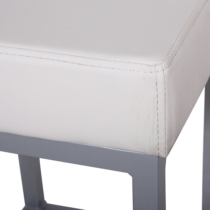 Cordish Upholstered Counter Stool with Metal Frame, White