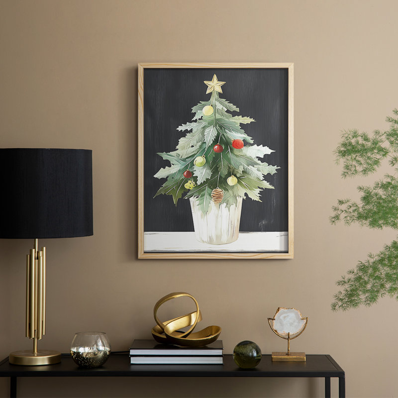 «Christmas Holiday Art DCCCLxxxix», reproduction d'art encadrée - bois massif, H 30 po x l 24 po, Naturel