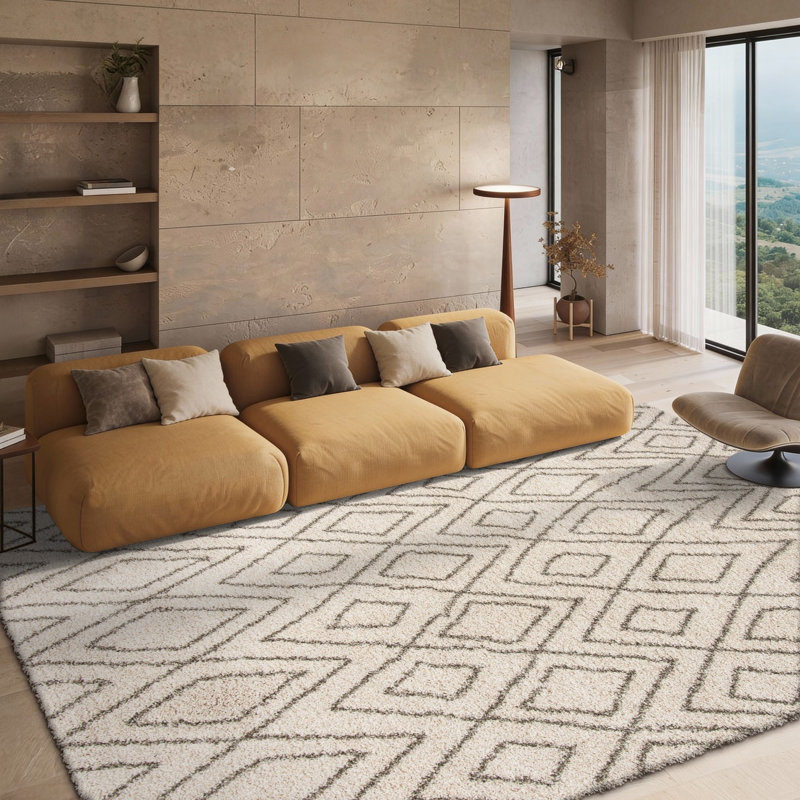 Tapis ivoire / gris Adessa, Carré 7 pi