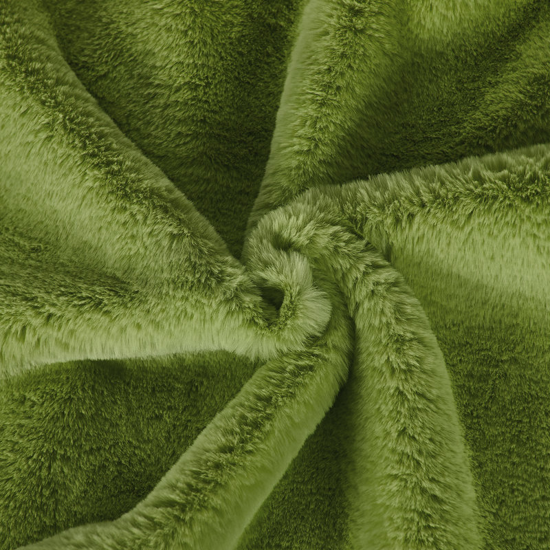  Faux Fur Throw Square Pillow Cover, Green Moss