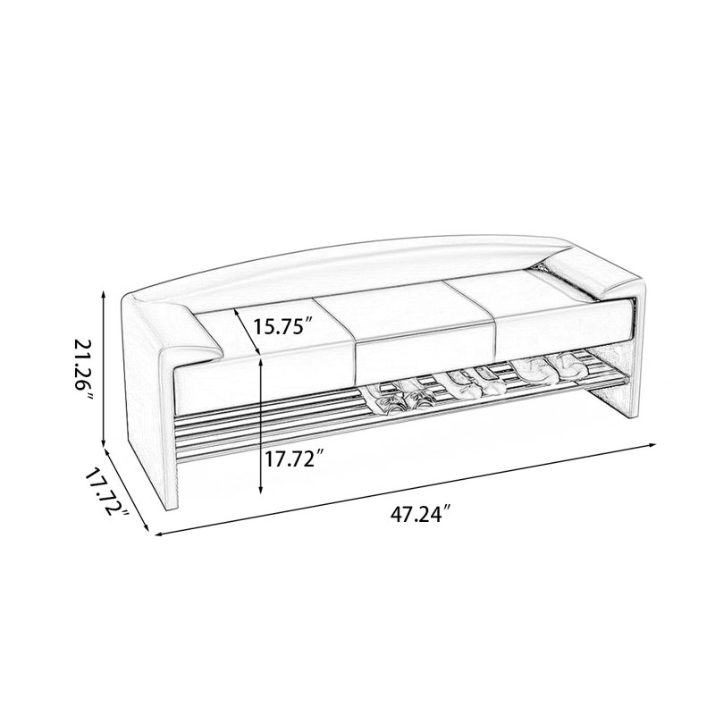 Upholstered Shoe Storage Bench, Beige