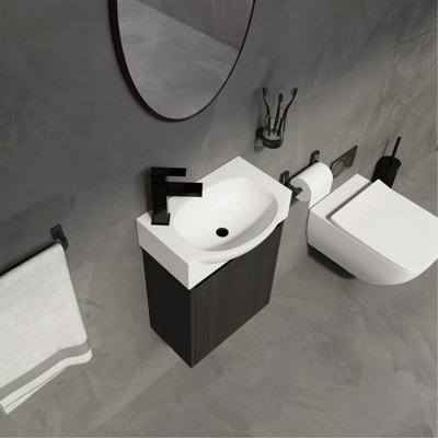 Ensemble de meuble-lavabo pour salle de bain 16 po avec petit meuble-lavabo moderne avec lavabo en céramique