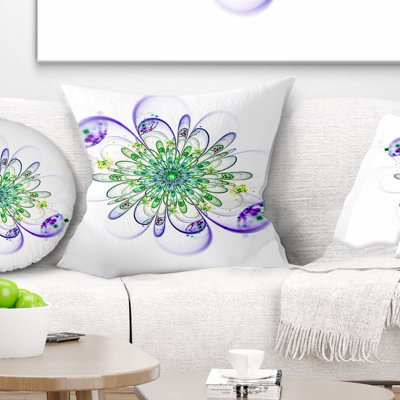 Fascinating Green Purple Fractal Flower - Floral Printed Pillow