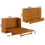 Commode lit escamotable en bois avec tiroir de rangement, station de charge intégrée et matelas Tucson-738224862-738224861