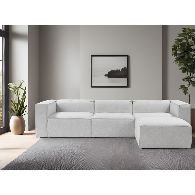 Canapé d’angle, H 26 po x l 116,9 po x P 74,8 po, Lin gris