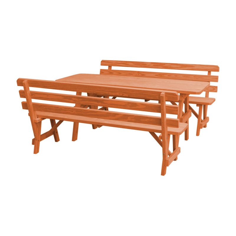 Table de pique-nique pour l'extérieur Tichonn, Bois rouge