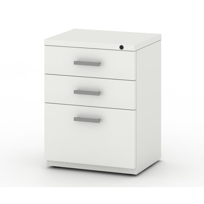 My-Hite Metal Vertical Filing Cabinet with 3 Drawers, 4 Hiden Casters, Glide Suspension