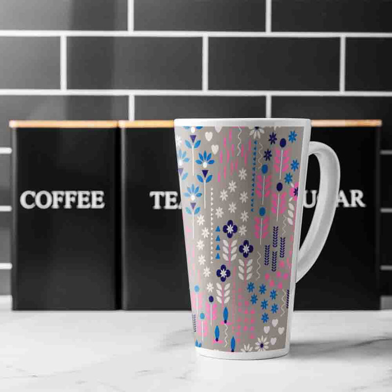 Selection Of Flowers In White Latte Mug