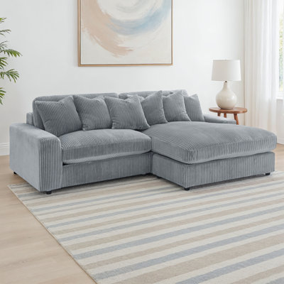 Ashil Upholstered Reversible Chaise Sectional Sofa Fog