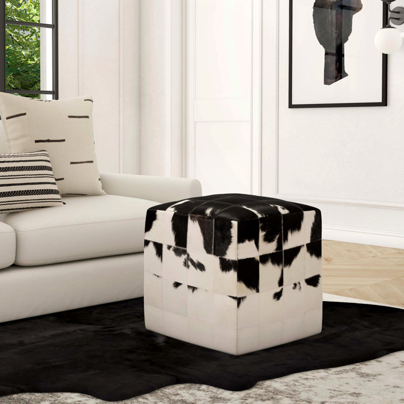 Victorian Hair on Hide Cube Ottoman