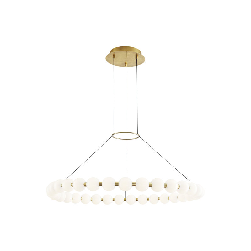 Orbet 1 - Light LED Chandelier, Natural Brass, 2.8" H x 36" W x 36" D