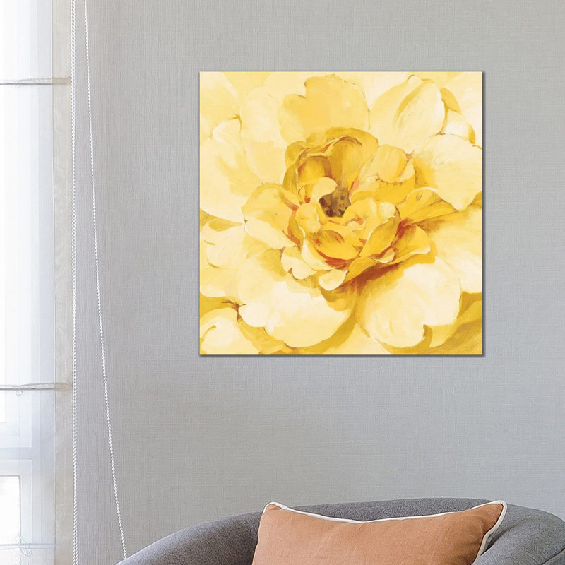 " Yellow Peony " by Danhui Nai Painting Print, 26" H x 26" W x 1.5" D