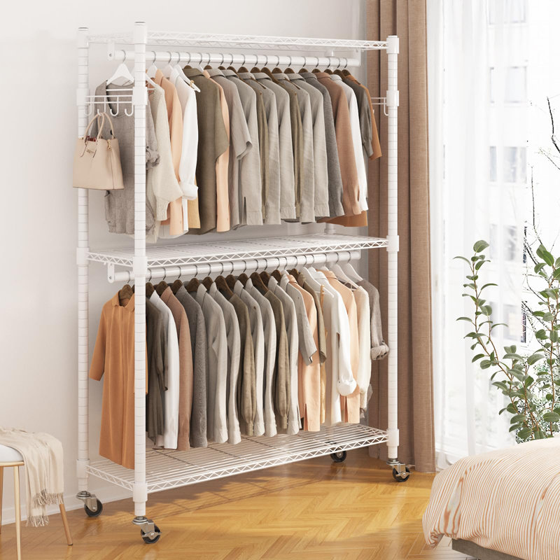 Everley 90cm W Rolling Clothes Rack, White