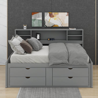 Daybed With 2 Cabinets,Shelves And Drawers