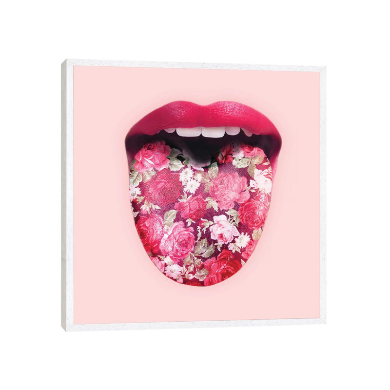 Floral Tongue by Paul Fuentes - Print on Canvas, White Framed, 45.72 cm H x 45.72 cm W